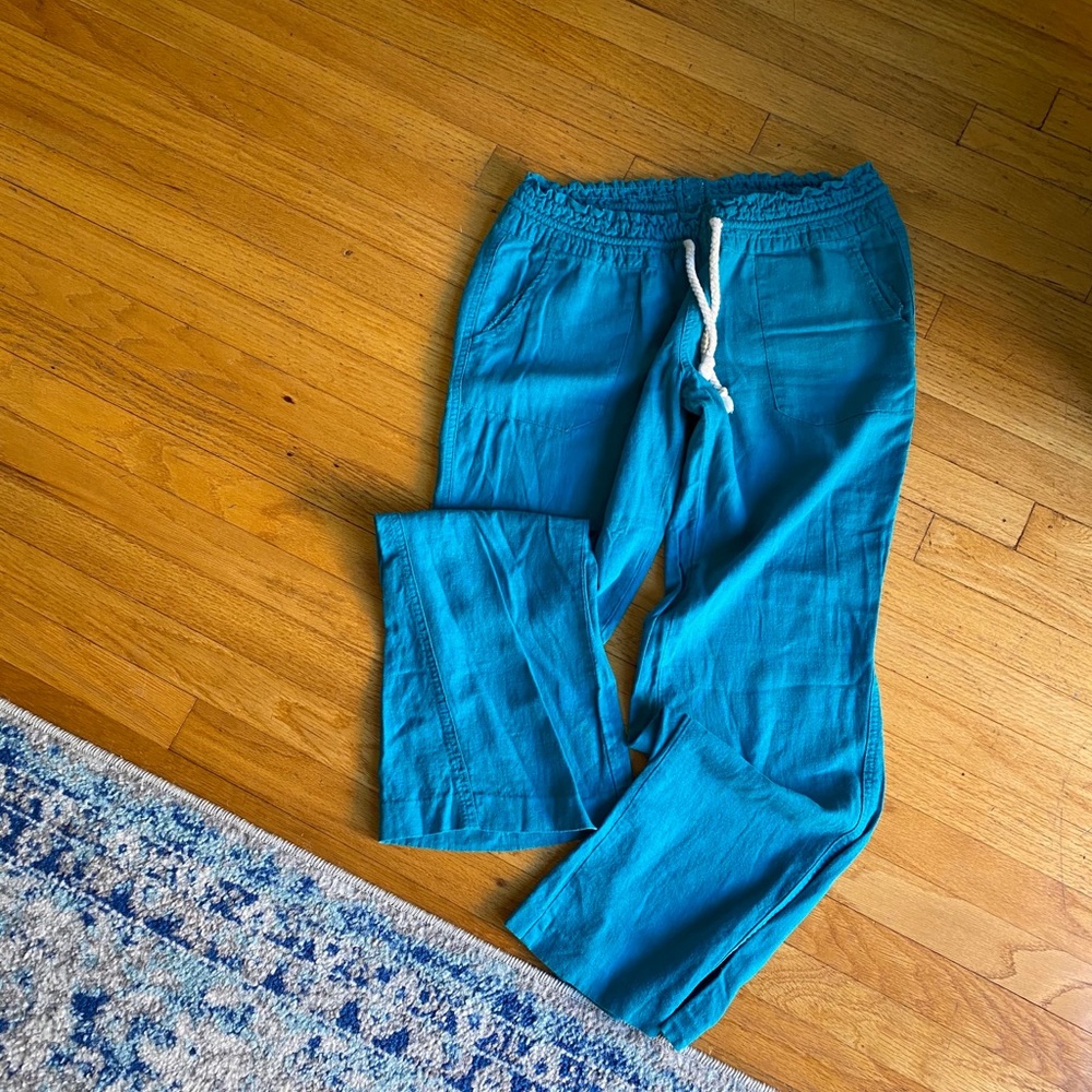 Roxy linen pants w drawstring